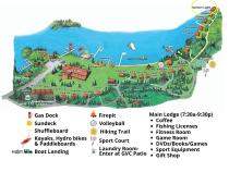 Resort map with Northern Lights circled, located on our secluded point area.