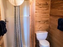 Bathroom with a shower stall.