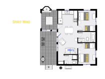 Spirit Wind's floor plan showing one level, two bedrooms and two bathrooms.
