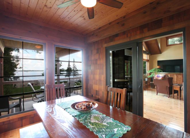 Dining area in a three season porch.